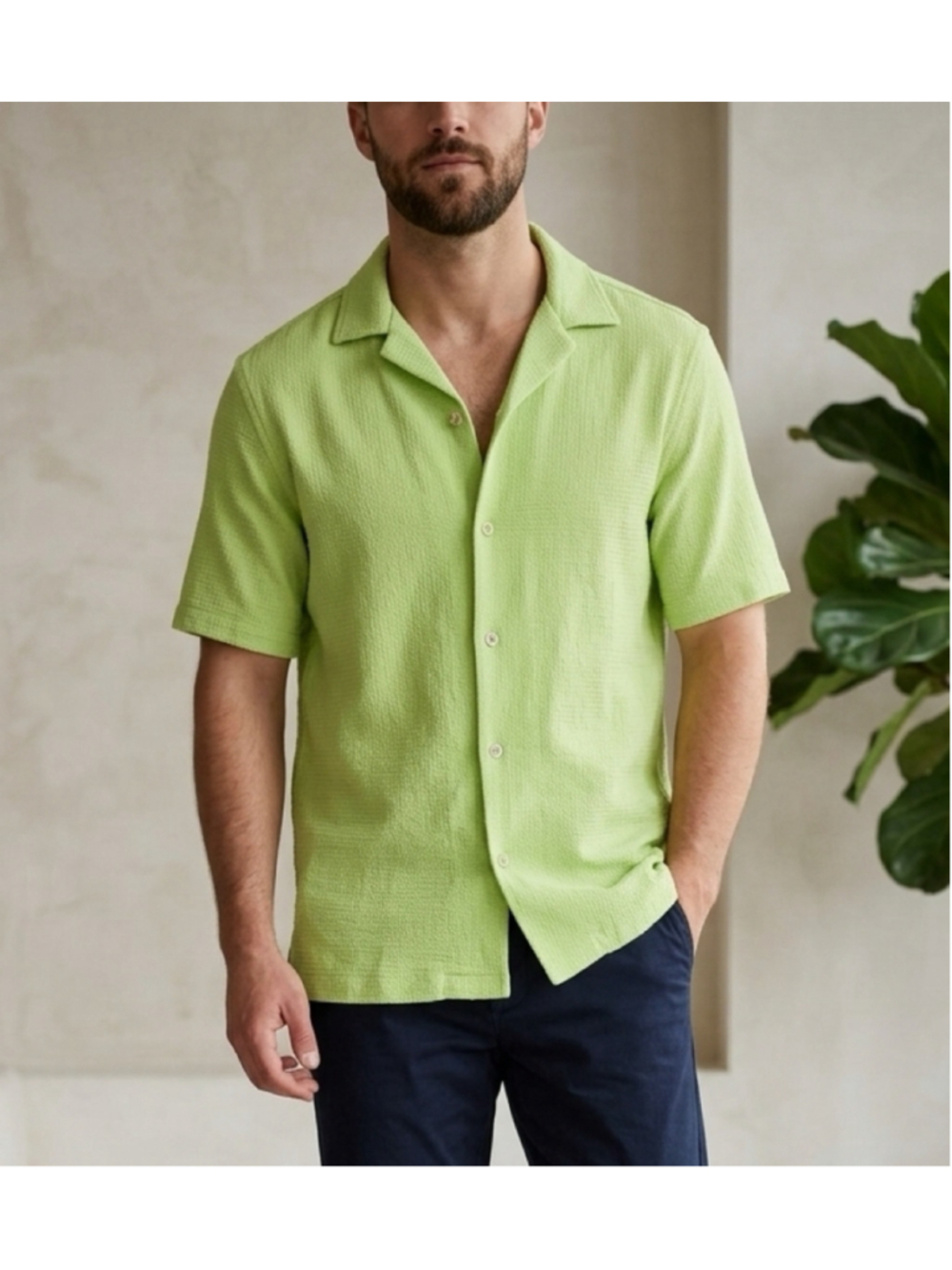 Men's Zara Casual Button Down Shirt Size S Green cotton blend 2030
